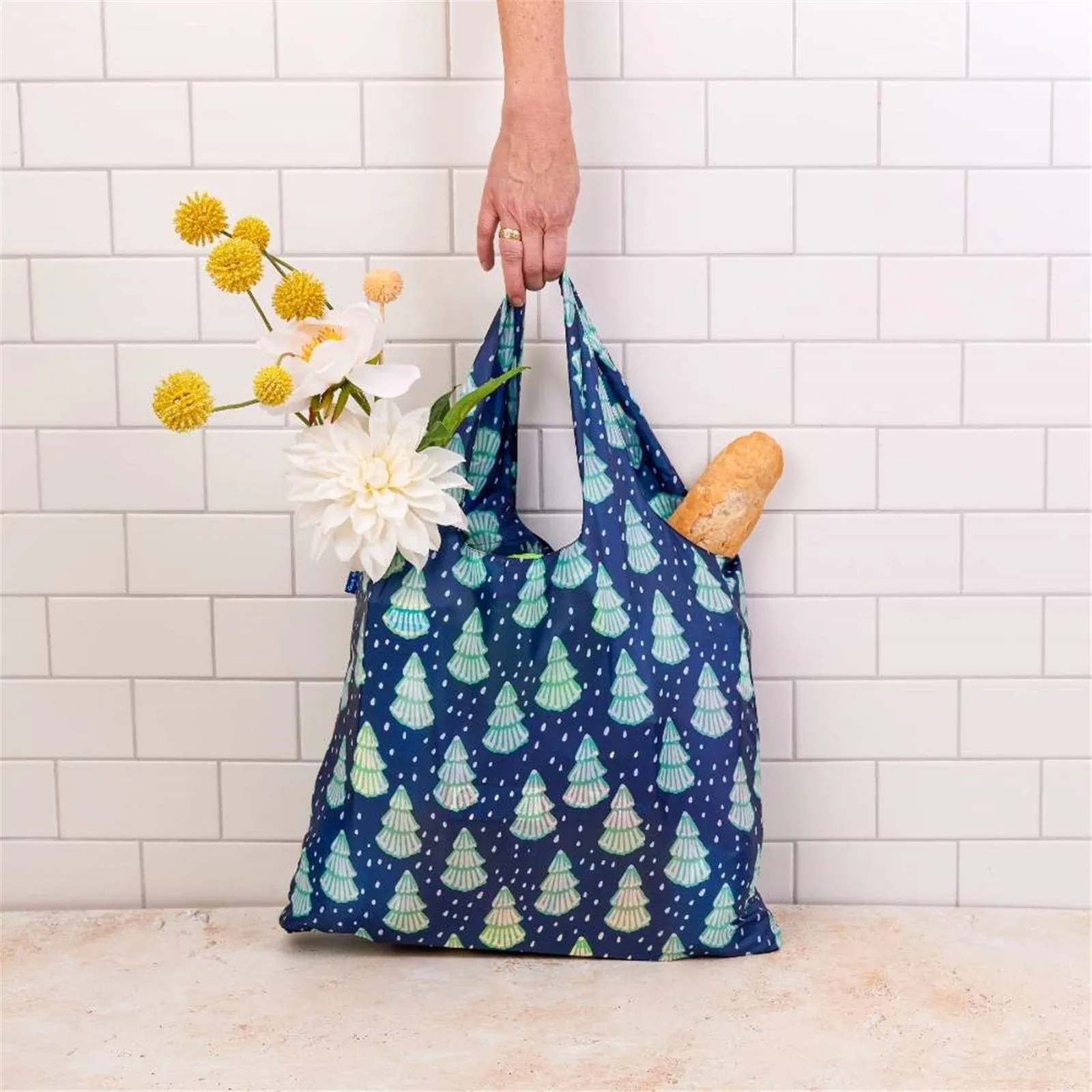 Winter Trees blu Reusable Shopping Bag-Machine washable